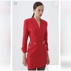 Chic Red Mini Dress with Gold Heart Details